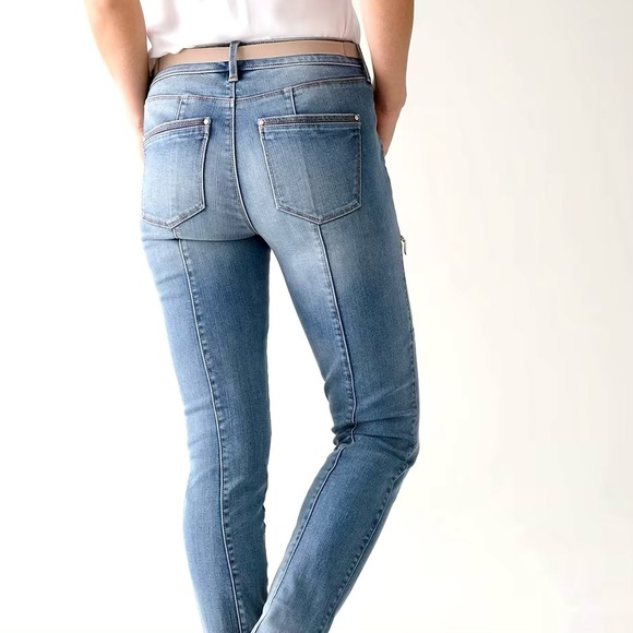 WHBM Mid-Rise Studded Skinny Jeans Women’s Size 10 Moto Zippers Stretch Denim - Picture 4 of 13